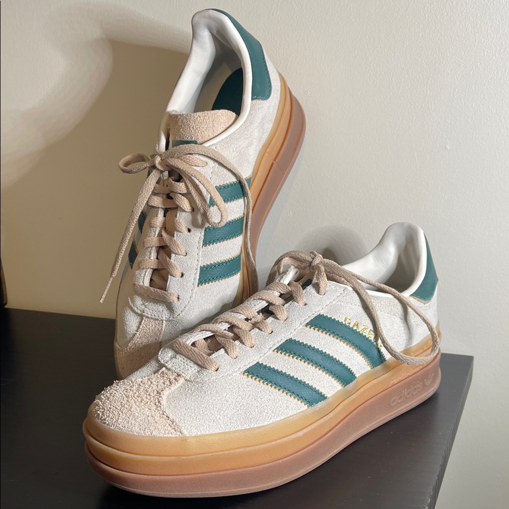 Adidas Gazelle Bold 7.5M Cream White/Collegiate Green/Magic Beige